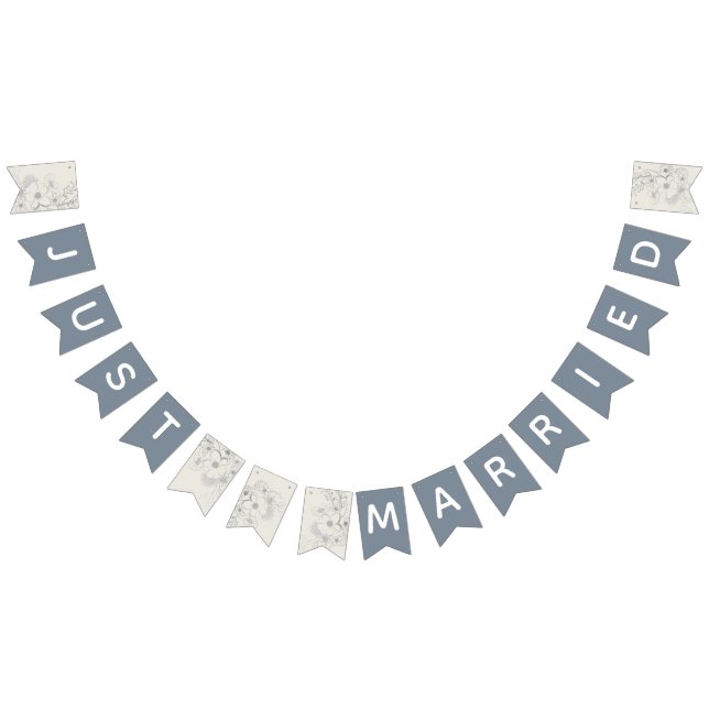 Just Married Dusty Blue Wedding Garland (All)