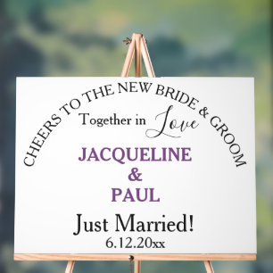 Just Married Dusty Violet White Acrylic Sign