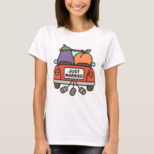 Just Married Eggplant and Peach T-Shirt