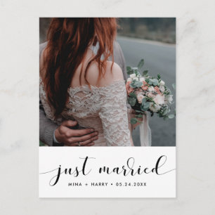 Just married Elegant announcement photo Postcard