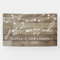 Just Married Elegant Calligraphy Rustic Wedding