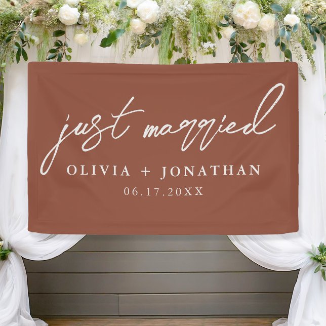 Just Married Elegant Calligraphy Script Wedding Banner (Creator Uploaded)
