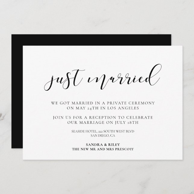 Just married Elegant design announcement (Front/Back)