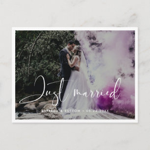 Just married Elegant & modern wedding photo Postcard