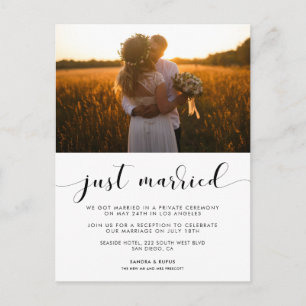 Just married Elegant photo announcement Postcard