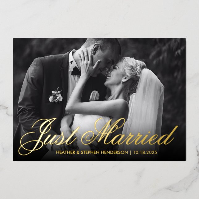 Just Married | Elegant Photo Wedding Announcement  (Front)