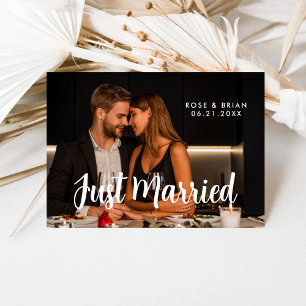 Just Married Elegant Romantic Wedding Photo Card