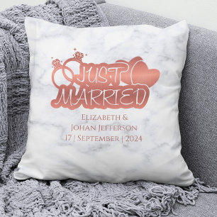 Just Married Elegant Rose Gold Wedding Souvenirs Cushion