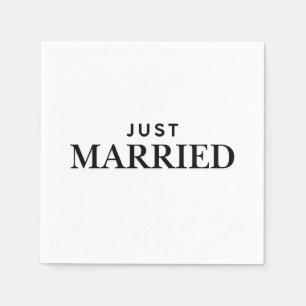 Just Married Elegant Simplistic Wedding Napkin