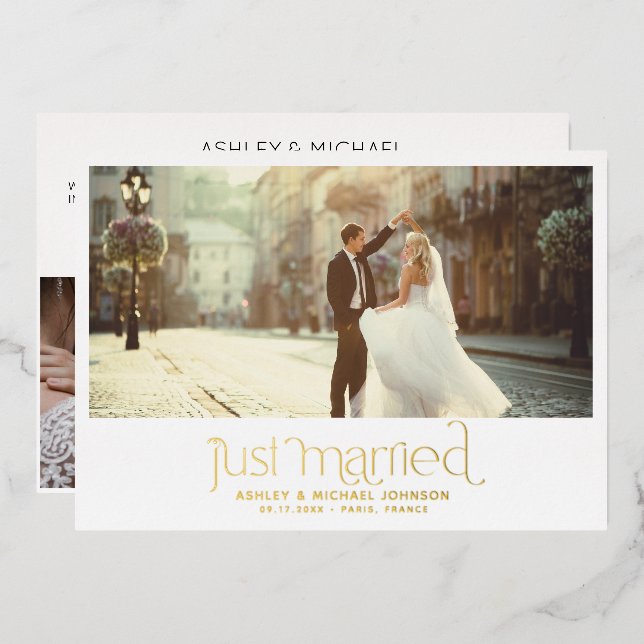 Just Married Elopement 4 Photo Reception Only Gold (Front/Back)