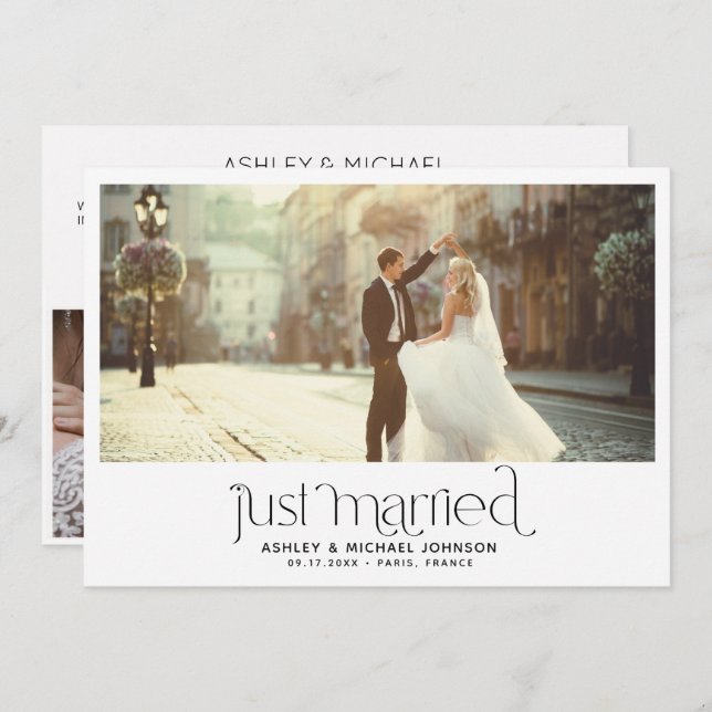 Just Married Elopement 4 Photo Reception Only Invitation (Front/Back)