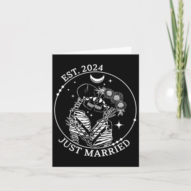Just Married Est Halloween Skeleton Couples Matchi Card (Front)