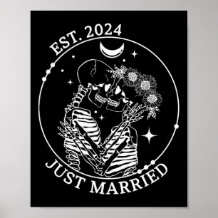 Just Married Est Halloween Skeleton Couples Matchi Poster