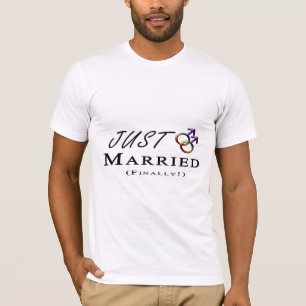 Just Married (Finally) Gay Pride w/ Gender Symbols T-Shirt
