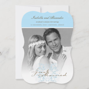 Just Married Flourish Wedding Photo Announcement