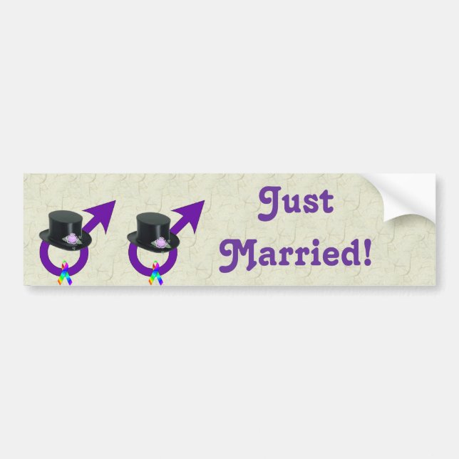 Just Married Formal Gay Male Bumper Sticker (Front)
