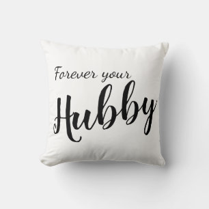 Just Married Fun Elegant "Forever Your Hubby" Cushion