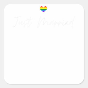 Just Married Gay Wedding LGBTQ Lesbian Bride Gay Square Sticker