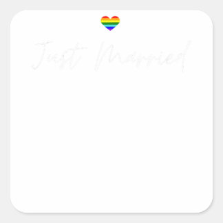 Just Married  Gay Wedding LGBTQ Lesbian Bride Gay  Square Sticker