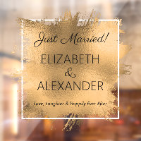 Just Married! Gold Faux Foil  Window Cling