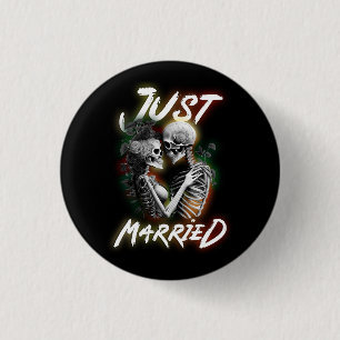 Just Married Halloween Skeleton Bride And Groom We 3 Cm Round Badge