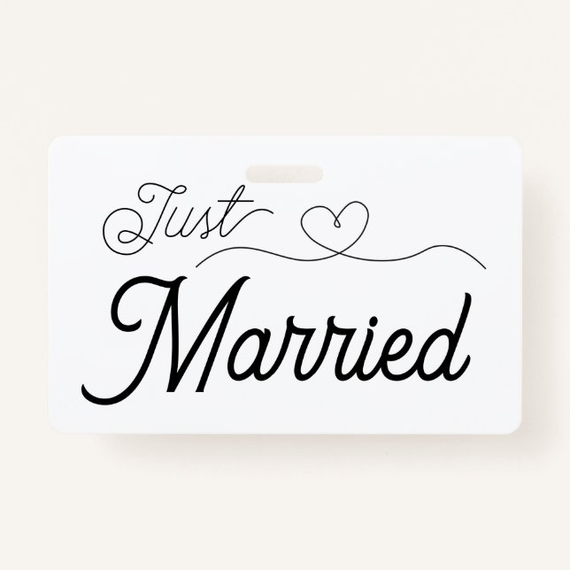 Just Married Heart ID Badge (Front)