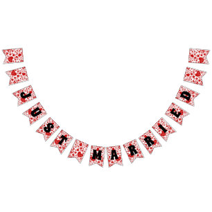 JUST MARRIED - heart love pattern design 2 Bunting