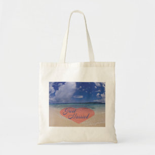 Just Married Heart On The Beach Tote Bag