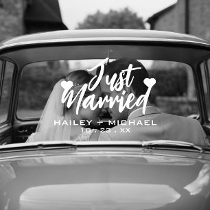 Just Married Heart Wedding Newlywed Car Sticker