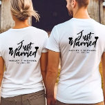 Just Married Heart Wedding Newlywed Couple T-Shirt<br><div class="desc">Celebrate your holy matrimony in style with this cute Just Married white t-shirt.  Customise it by the bride and groom's name and wedding anniversary date.</div>