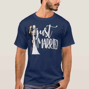 Just Married Honeymoon Bride Groom Couples Bridal T-Shirt