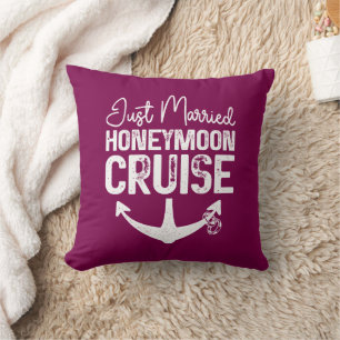 Just Married Honeymoon Cruise Ring Matching Gifts Cushion