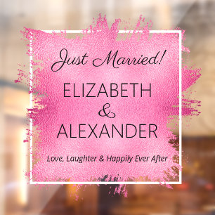 Just Married! Hot Pink Faux Foil