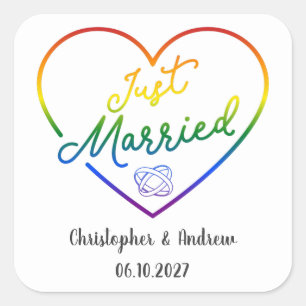 Just Married III - LGBTQ Wedding Square Sticker