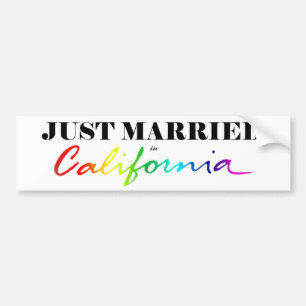 Just Married in California Pride Bumper Sticker