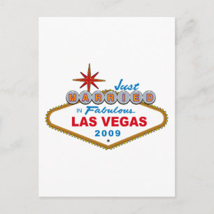 Just Married In Fabulous Las Vegas 2009 Announcement Postcard