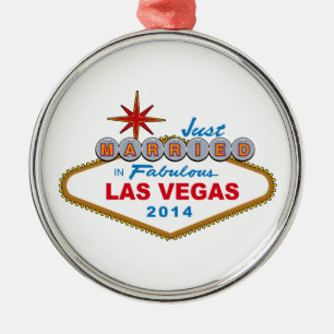 Just Married In Fabulous Las Vegas 2014 (Sign) Metal Tree Decoration