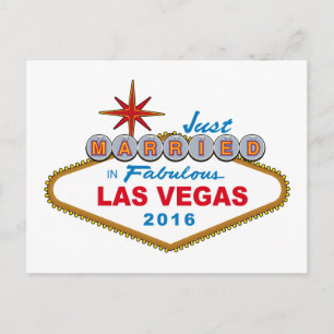 Just Married In Fabulous Las Vegas 2016 (Sign) Announcement Postcard