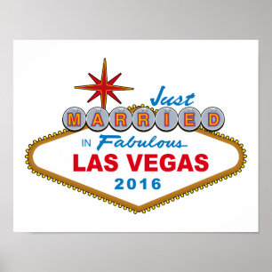 Just Married In Fabulous Las Vegas 2016 (Sign) Poster