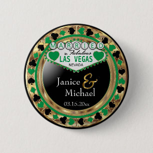 Just Married in Fabulous Las Vegas   Green 6 Cm Round Badge