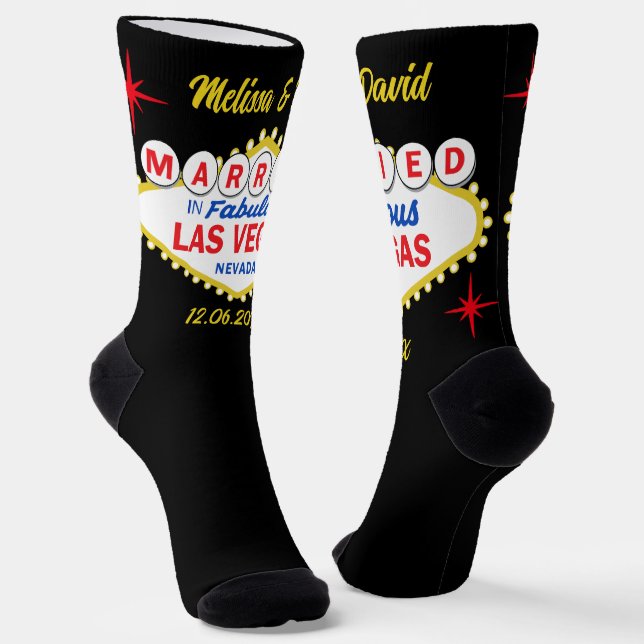 Just Married in Las Vegas Wedding Groom Socks (Angled)