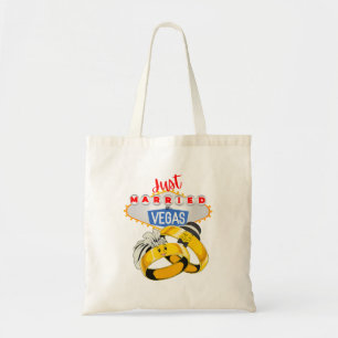 Just Married in VEGAS Las Vegas wedding BRIDE GRO Tote Bag
