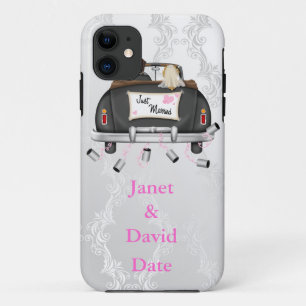 JUST MARRIED IPHONE 5 CASE WHITE DAMASK GIFT