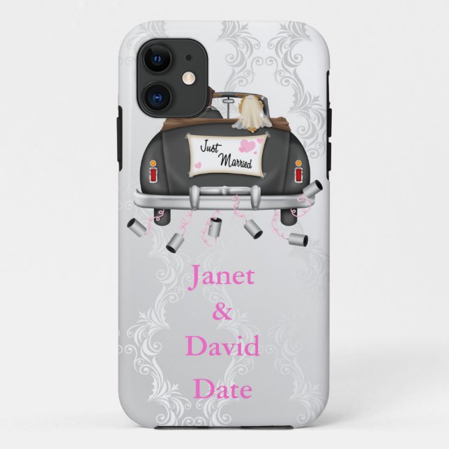 JUST MARRIED IPHONE 5 CASE WHITE DAMASK GIFT (Back)