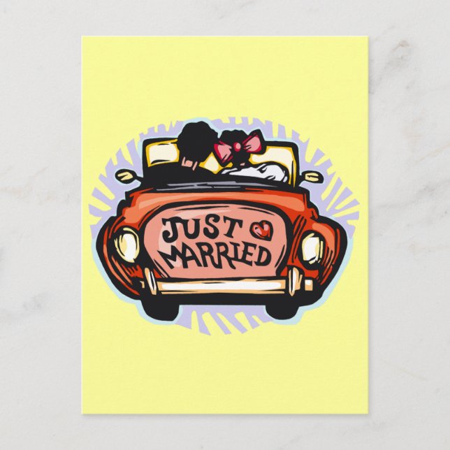 Just Married Jalopy Announcement Postcard (Front)