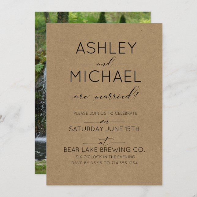 Just Married Kraft Photo Wedding Party Invitation (Front/Back)