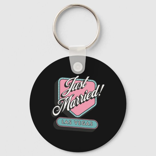 Just Married Las Vegas Wedding Bride Groom  Key Ring (Front)