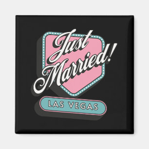 Just Married Las Vegas Wedding Bride Groom  Magnet