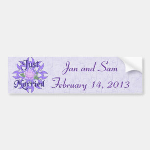 Just Married Lavender Rose Bumper Sticker