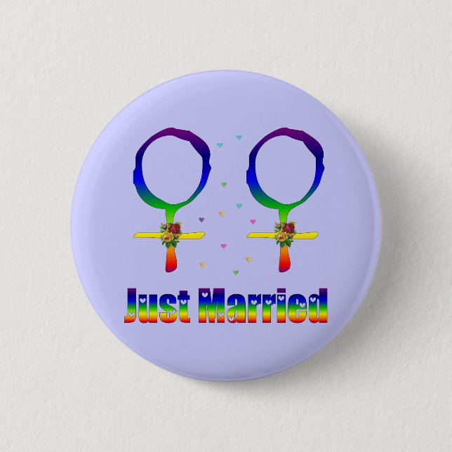 Just Married Lesbians 6 Cm Round Badge (Front)